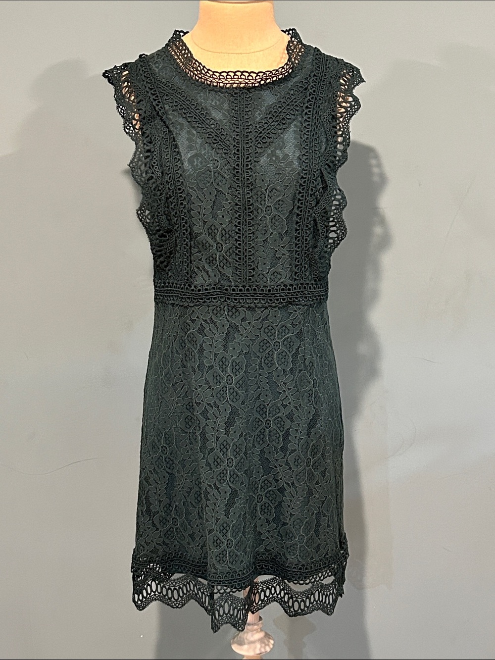 Lulu's My Sweetheart Dark Teal Green Lace Mini Dress size Medium
